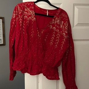 Free people red and gold top